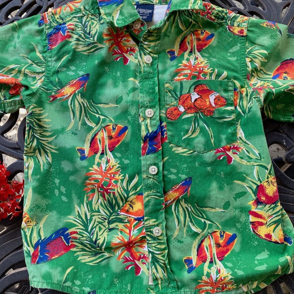 OshKosh Child's Hawaiian Shirt, 100% Cotton, Marked 3/3T